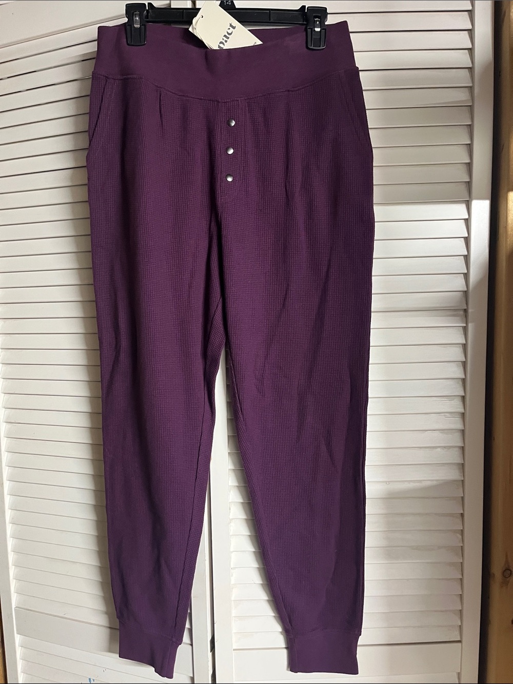 Pact Plum Pull-On Joggers with Button Front